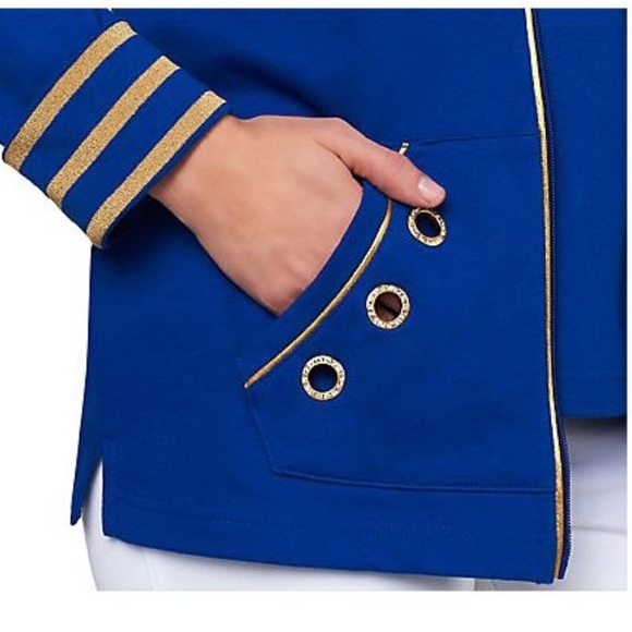 Quacker Factory Size XL Rhinestones Grommets gold trim jacket EUC - Picture 7 of 10